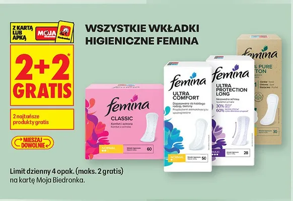 Wkładki higieniczne Femina Classic promocja w Biedronka