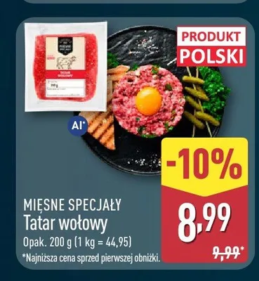 Tatar wołowy Mięsne Specjały promocja w Aldi