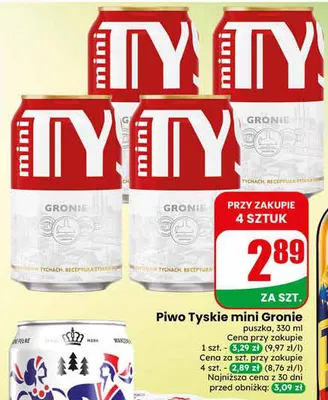 Piwo Tyskie mini Gronie promocja w Dino