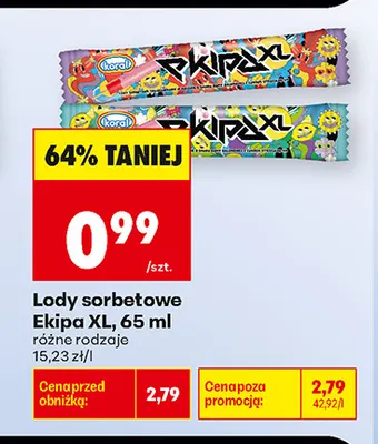 Lody sorbetowe Ekipa XL promocja w Biedronka