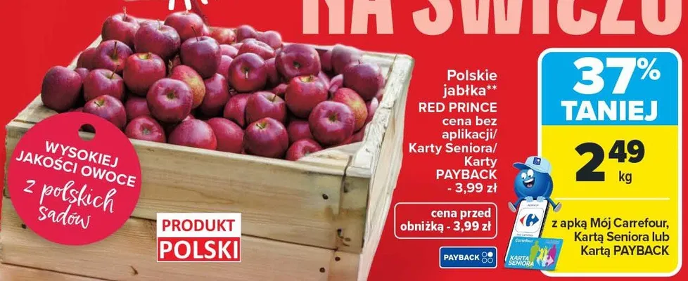 Jabłka polskie Red Prince promocja w Carrefour