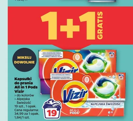 Kapsułki do prania All in 1 Pods Vizir promocja w Netto