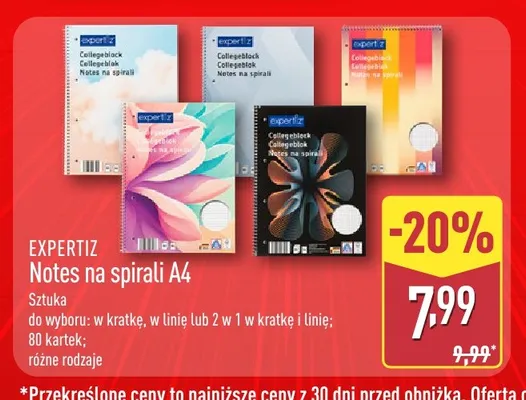 Notes na spirali A4 EXPERTIZ promocja w Aldi