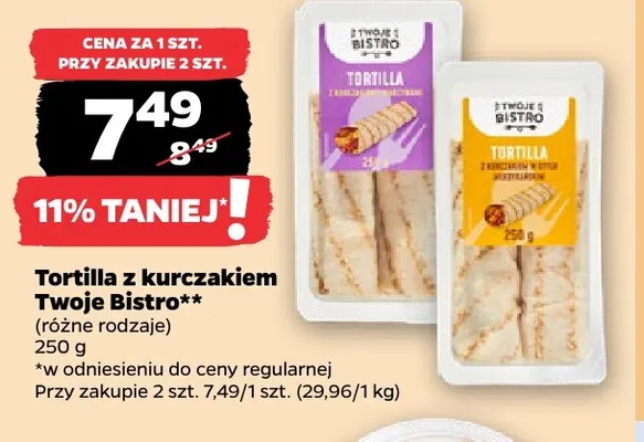 Tortilla z kurczakiem Twoje Bistro promocja w Netto