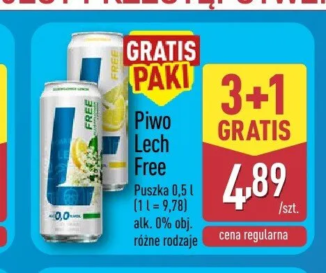 Piwo bezalkoholowe Lech Free promocja w Aldi