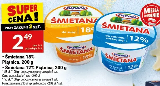 Śmietana 12% Piątnica promocja w Twój Market