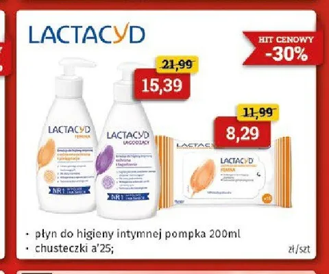 Chusteczki do higieny intymnej Lactacyd Femina promocja w Drogeria Kosmyk