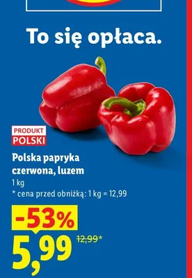 Polska papryka czerwona luzem promocja w Lidl