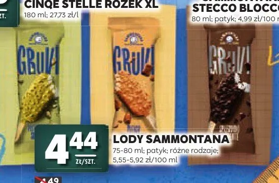 Lody na patyku Sammontana Gruvi Pistacchio promocja w Stokrotka