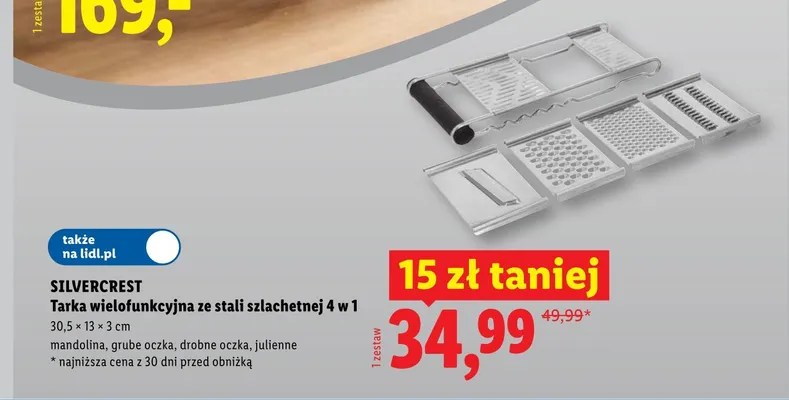 Tarka wielofunkcyjna ze stali szlachetnej 4 w 1 SILVERCREST 30,5x13x3cm promocja w Lidl