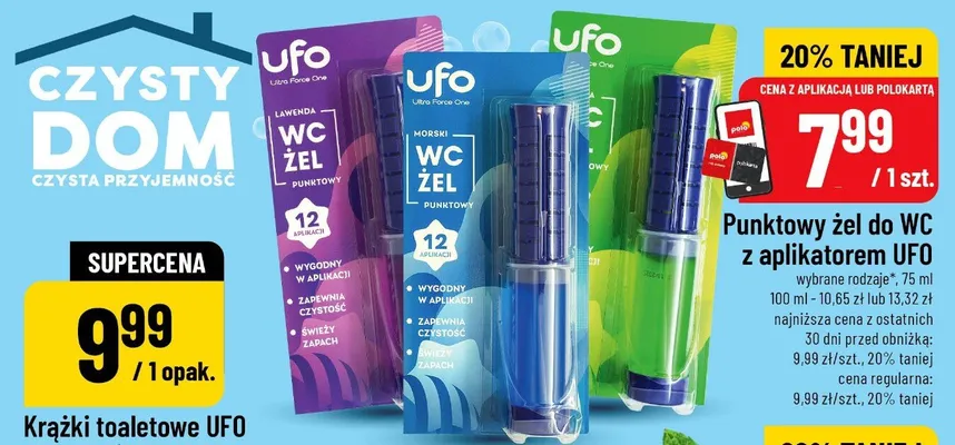 Punktowy żel do WC z aplikatorem UFO promocja w POLOmarket