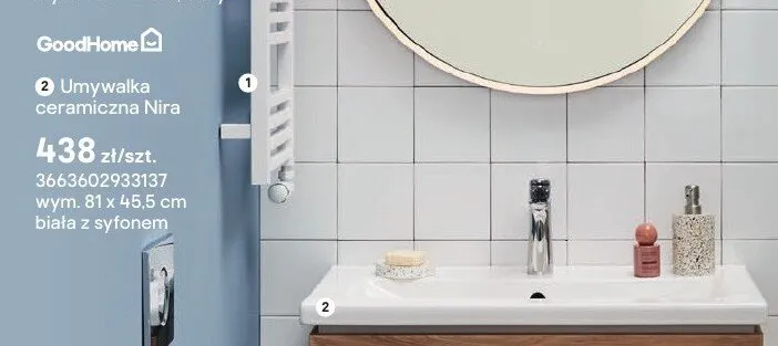 Umywalka ceramiczna GoodHome Nira promocja w Castorama