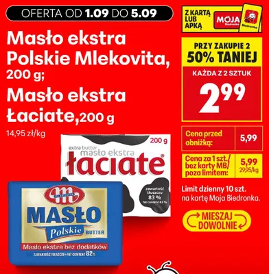 Masło ekstra Łosickie promocja w Biedronka