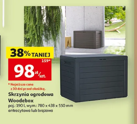 Skrzynia ogrodowa Woodebox 190l 780x438x550mm promocja w Auchan