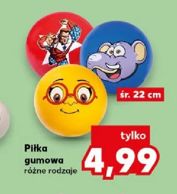 Piłka gumowa różne rodzaje śr. 22cm promocja w Kaufland
