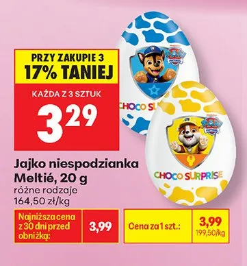 Jajko niespodzianka Meltié Choco Surprise Paw Patrol Chase promocja w Biedronka