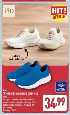 Sneakersy wsuwane dziecięce L&D promocja w Aldi