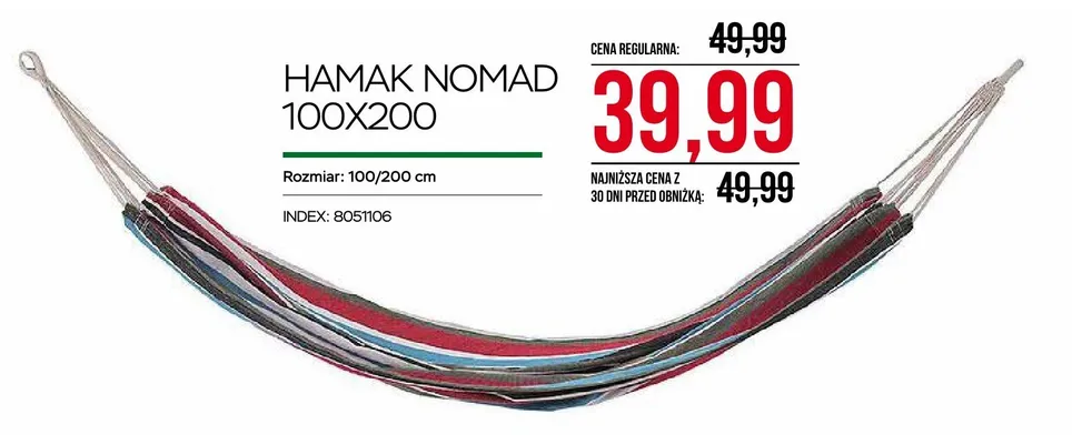 Hamak Nomad 100x200cm promocja w Abra Meble