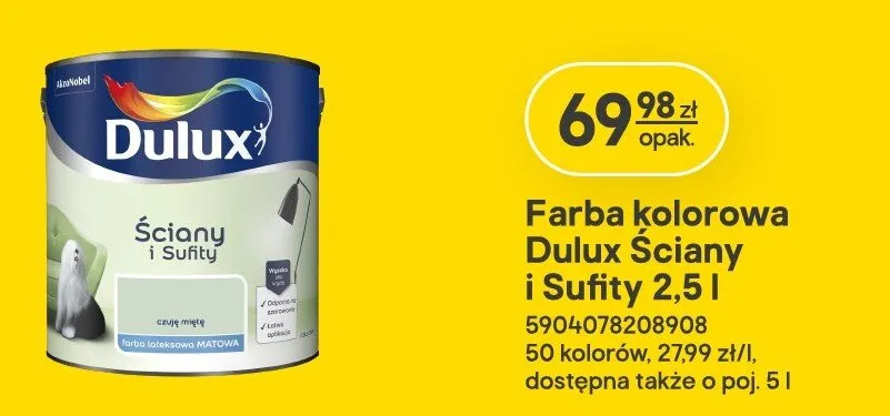 Farba kolorowa Ściany i Sufity promocja w Castorama