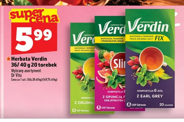 Herbata Verdin Slim z opuncją figową i grejpfrutem promocja w TOPAZ