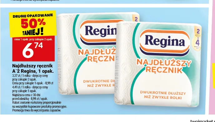 Ręcznik papierowy Najdłuższy ręcznik Regina 2-pak promocja w Twój Market