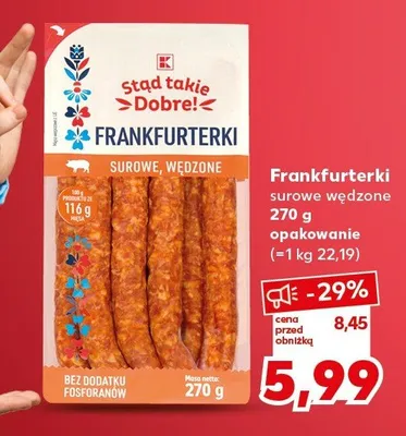 Frankfurterki surowe wędzone promocja w Kaufland