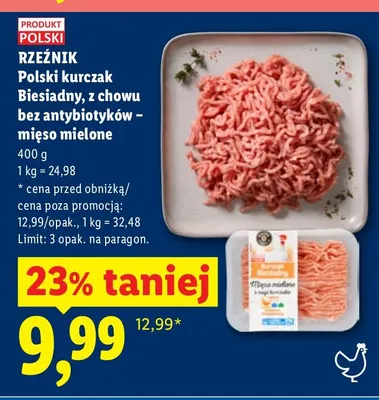 Polski kurczak Biesiadny, z chowu bez antybiotyków – mięso mielone promocja w Lidl