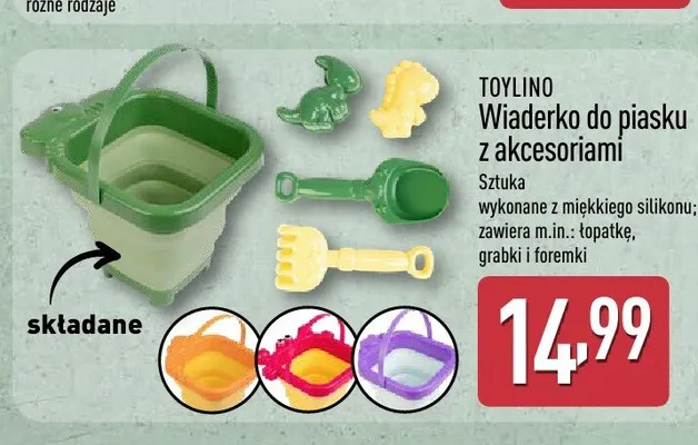Wiaderko do piasku z akcesoriami składane Toylino promocja w Aldi