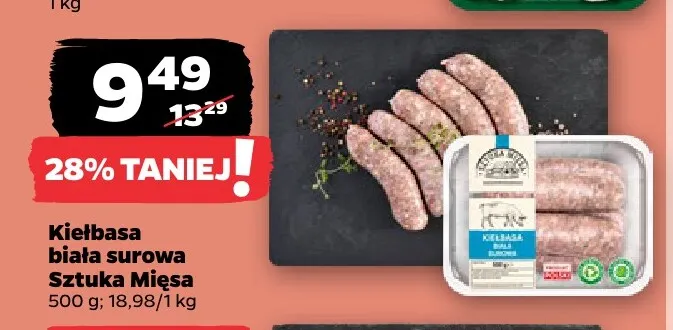 Kiełbasa biała surowa Sztuka Mięsa promocja w Netto