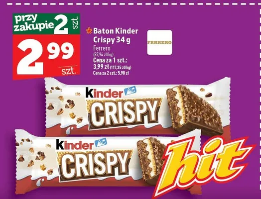 Baton Kinder Crispy promocja w TOPAZ