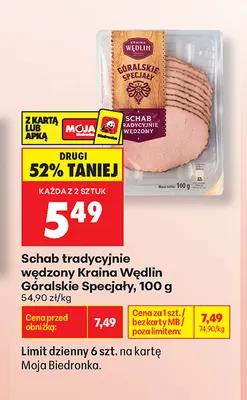 Schab tradycyjnie wędzony Kraina Wędlin Góralskie Specjały promocja w Biedronka