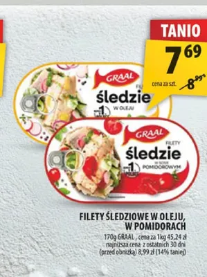 Filety śledziowe w sosie pomidorowym Graal promocja w Arhelan