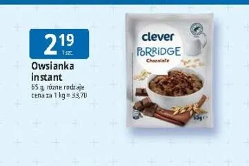 Owsianka instant Clever promocja w Leclerc