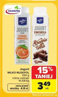 Jogurt pitny Milko stracciatella promocja w Carrefour