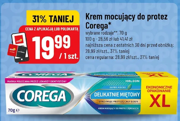 Krem mocujący do protez Corega Super Mocny Delikatnie Miętowy XL promocja w POLOmarket
