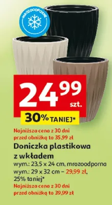 Doniczka plastikowa z wkładem mrozoodporna 23,5x24cm promocja w Auchan