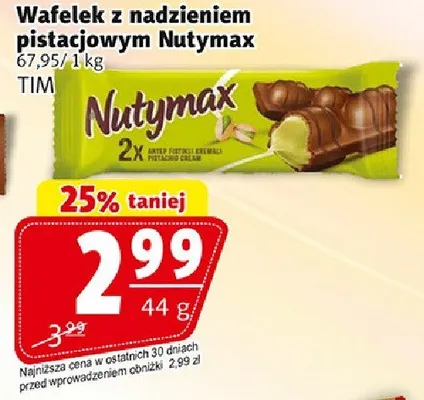 Wafelek z nadzieniem pistacjowym Nutymax promocja w Prim Market