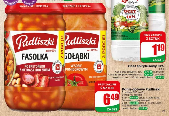 Danie gotowe Fasolka po bretońsku z kiełbasą i boczkiem Pudliszki promocja w Dino