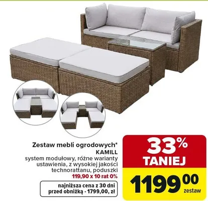 Zestaw mebli ogrodowych system modułowy, różne warianty zestawienia, z wysokiej jakości technorattanu promocja w Carrefour