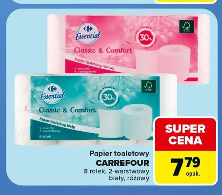 Papier toaletowy Carrefour 8 rolek 2-warstwowy biały promocja w Carrefour Express