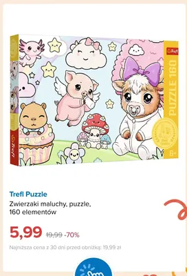 Puzzle Zwierzaki maluchy 160 elementów Trefl promocja w Smyk
