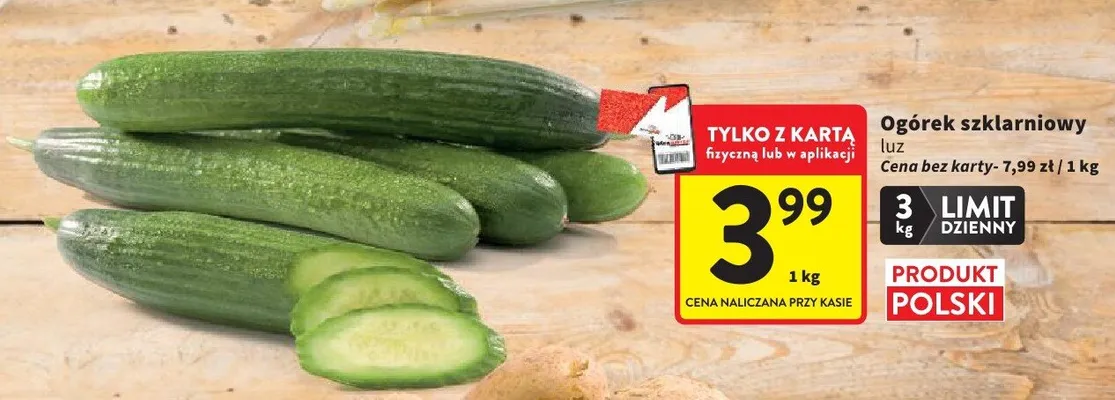 Ogórek szklarniowy polski luz promocja w Intermarche