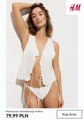 Plażowy top z bawełnianego muślinu H&M promocja w H&M