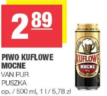 Piwo Kuflowe Mocne Van Pur puszka promocja w SPAR