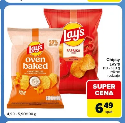 Chipsy Lay's Oven Baked Chanterelles in a cream sauce flavour promocja w Carrefour Express