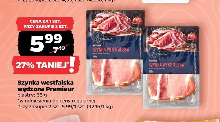 Szynka westfalska wędzona Premieur promocja w Netto