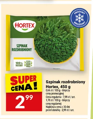 Szpinak rozdrobniony Hortex promocja w Twój Market