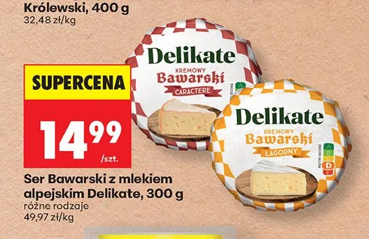 Ser Bawarski z mlekiem alpejskim Delikate promocja w Biedronka