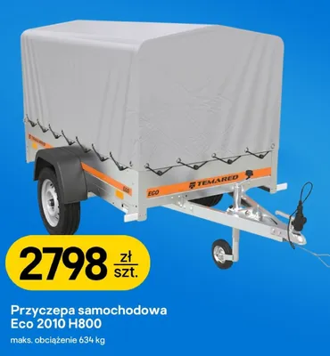 Przyczepa samochodowa Temared Eco 2010 H800 promocja w Castorama