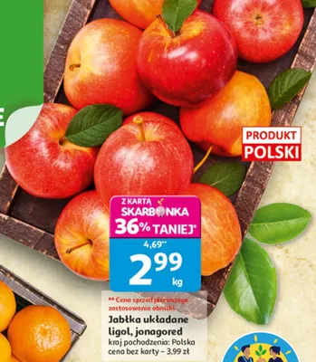 Jabłka układane ligol, jonagored promocja w Auchan